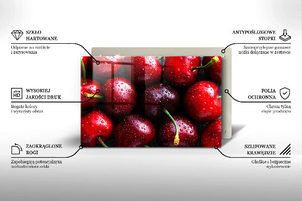 Placă sticla protectie aragaz Prim-plan cu cireșe