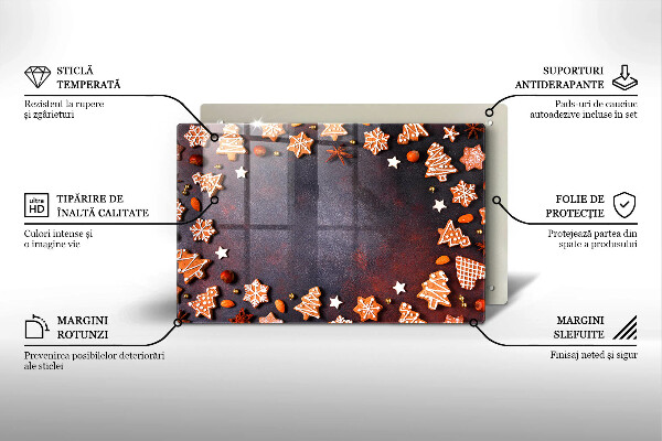 Placă sticla protectie aragaz Crăciun turtă dulce