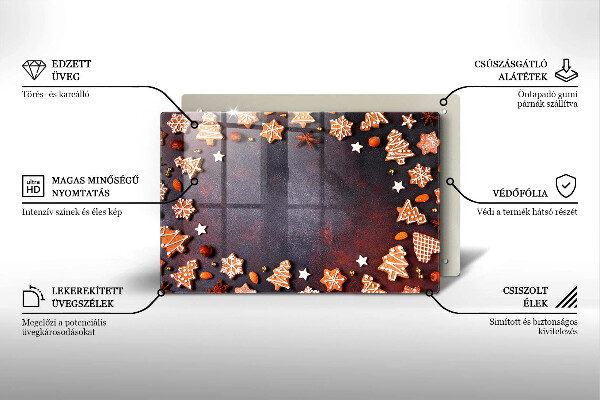 Placă sticla protectie aragaz Crăciun turtă dulce