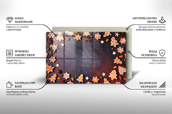 Placă sticla protectie aragaz Crăciun turtă dulce