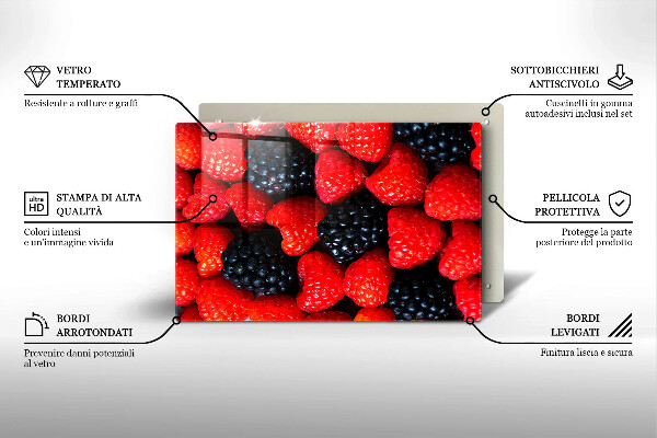 Placă sticla protectie aragaz Zmeura si murele