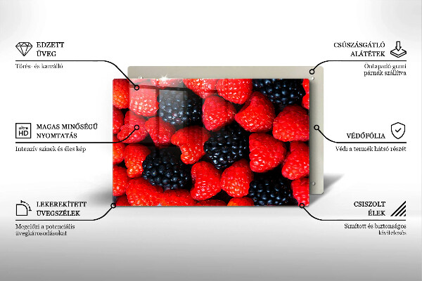 Placă sticla protectie aragaz Zmeura si murele