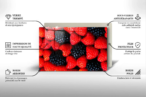 Placă sticla protectie aragaz Zmeura si murele