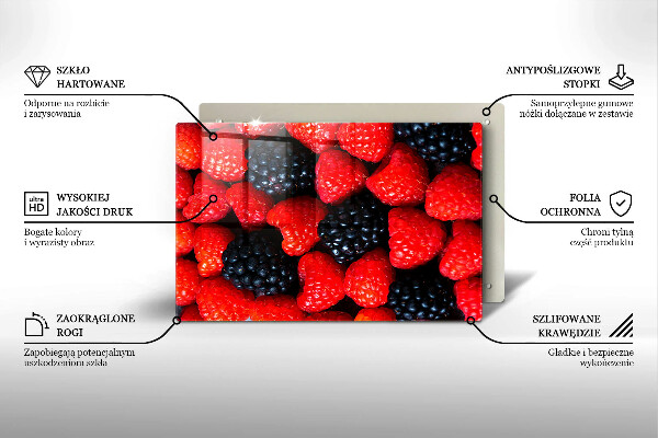 Placă sticla protectie aragaz Zmeura si murele