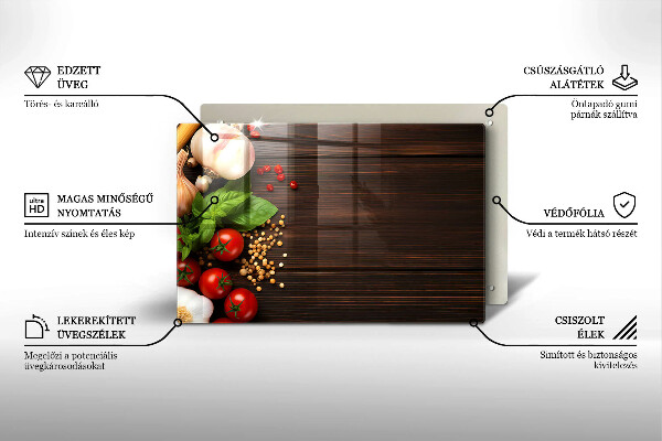 Placă sticla protectie aragaz Legume pe masă