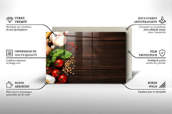 Placă sticla protectie aragaz Legume pe masă