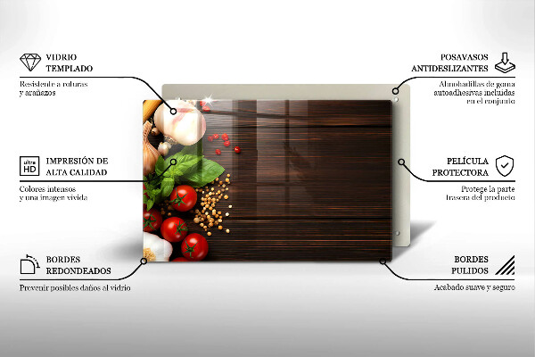 Placă sticla protectie aragaz Legume pe masă