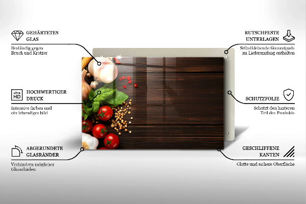 Placă sticla protectie aragaz Legume pe masă