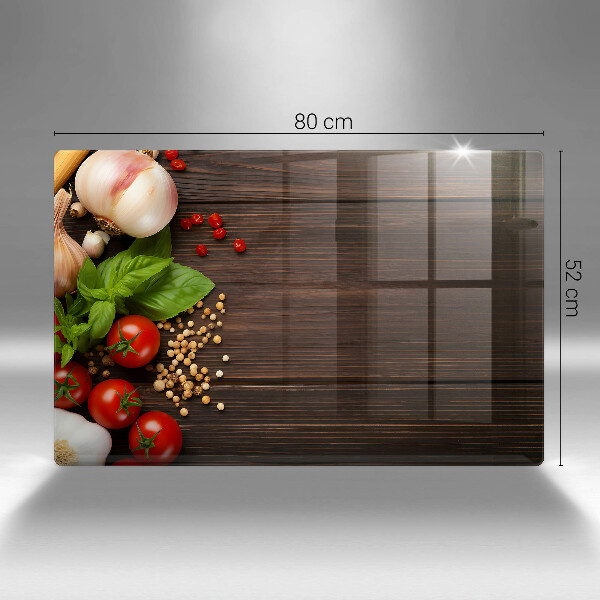 Placă sticla protectie aragaz Legume pe masă