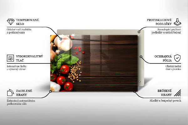 Placă sticla protectie aragaz Legume pe masă