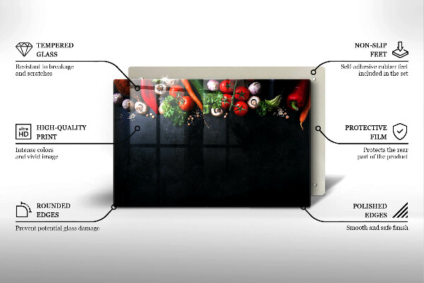 Placă sticla protectie aragaz Legume colorate