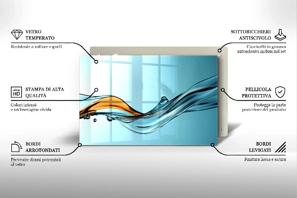 Placă sticla protectie aragaz Apă pe un fundal albastru