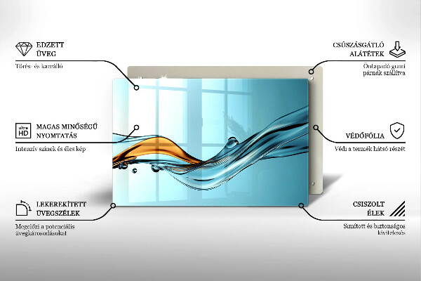 Placă sticla protectie aragaz Apă pe un fundal albastru