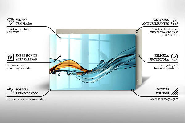 Placă sticla protectie aragaz Apă pe un fundal albastru