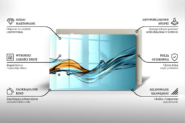 Placă sticla protectie aragaz Apă pe un fundal albastru