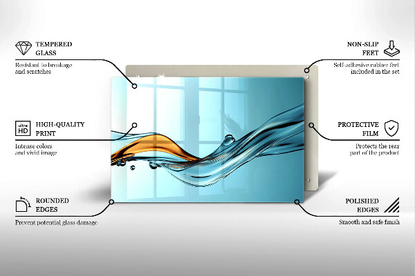 Placă sticla protectie aragaz Apă pe un fundal albastru