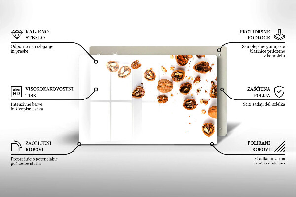 Placă sticla protectie aragaz Nuci pe un fundal alb