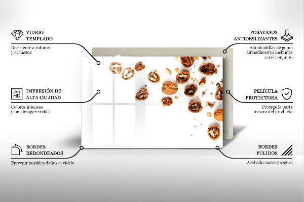 Placă sticla protectie aragaz Nuci pe un fundal alb