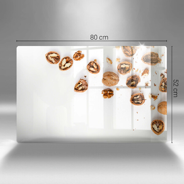 Placă sticla protectie aragaz Nuci pe un fundal alb