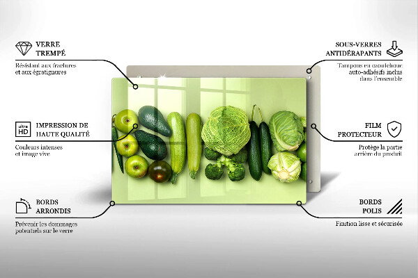 Placă sticla protectie aragaz Fructe și legume verzi
