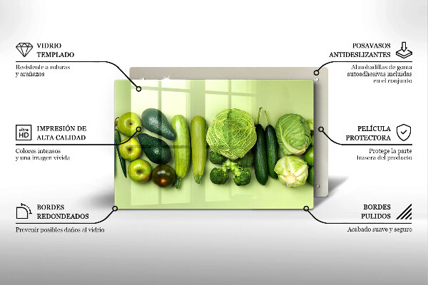 Placă sticla protectie aragaz Fructe și legume verzi