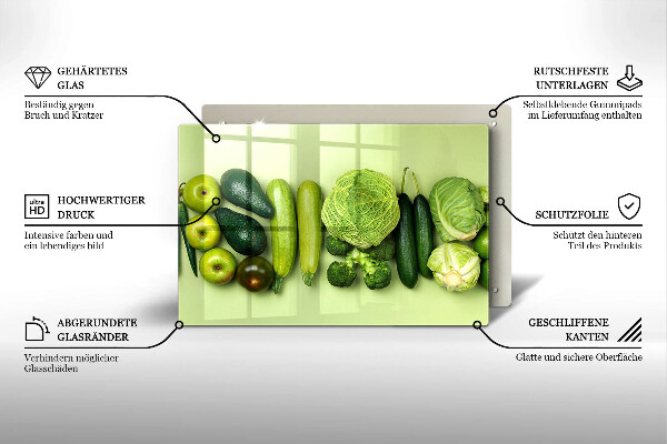 Placă sticla protectie aragaz Fructe și legume verzi