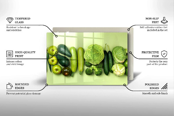 Placă sticla protectie aragaz Fructe și legume verzi