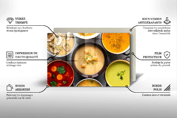 Placă sticla protectie aragaz Supe colorate