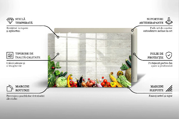 Placă sticla protectie aragaz Legume pe coperte