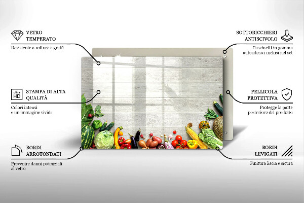 Placă sticla protectie aragaz Legume pe coperte