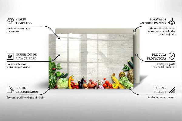 Placă sticla protectie aragaz Legume pe coperte