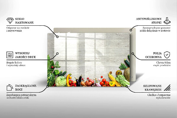 Placă sticla protectie aragaz Legume pe coperte