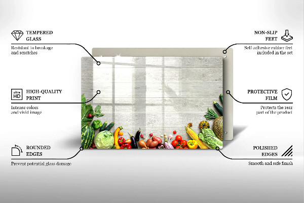 Placă sticla protectie aragaz Legume pe coperte