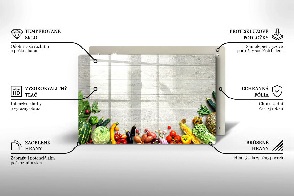 Placă sticla protectie aragaz Legume pe coperte