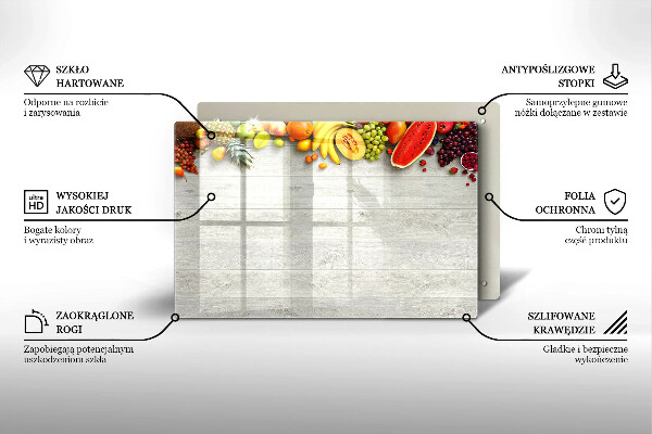 Placă sticla protectie aragaz Fructe pe coperți