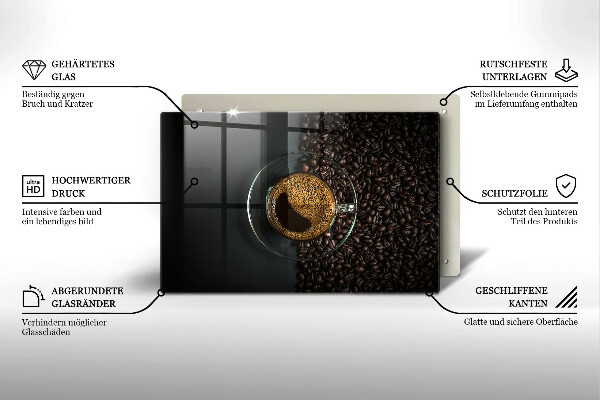 Placă din sticla protectie plita Cafea și fasole