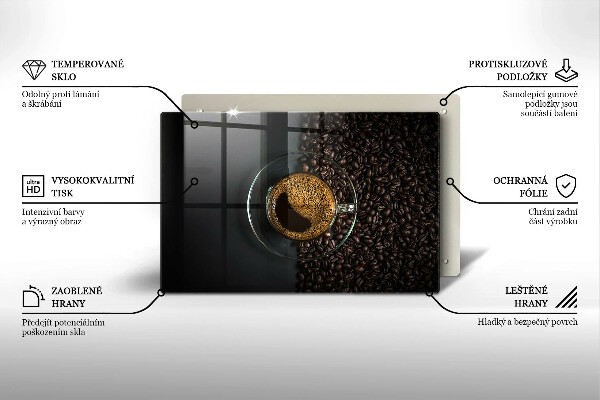 Placă din sticla protectie plita Cafea și fasole
