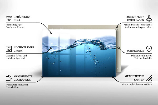 Placă din sticla protectie plita Apa albastra