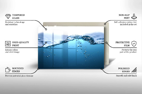 Placă din sticla protectie plita Apa albastra