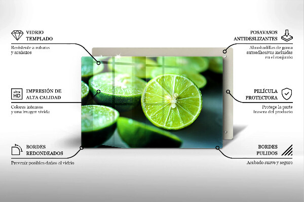 Placă din sticla protectie plita Lime citrice