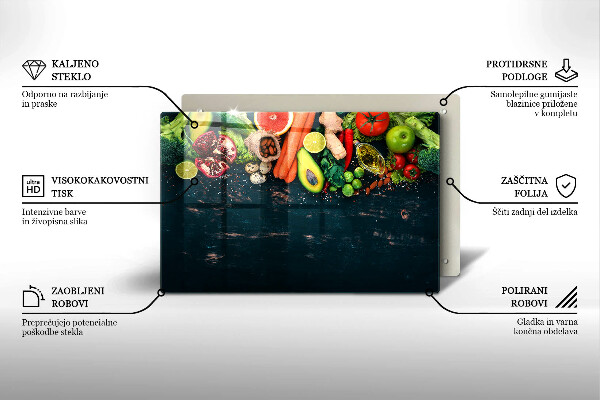 Placă din sticla protectie plita Fructe si legume