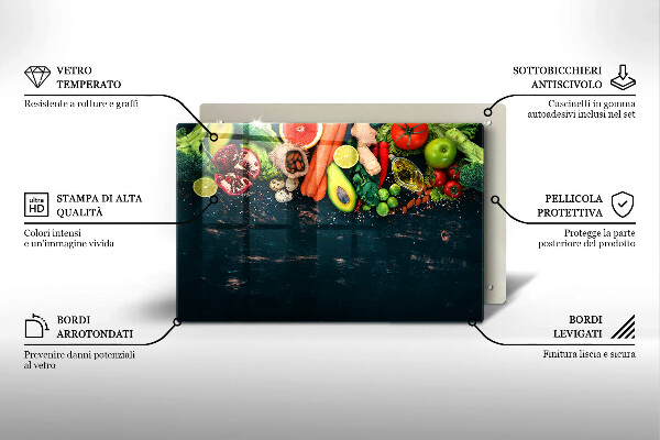 Placă din sticla protectie plita Fructe si legume