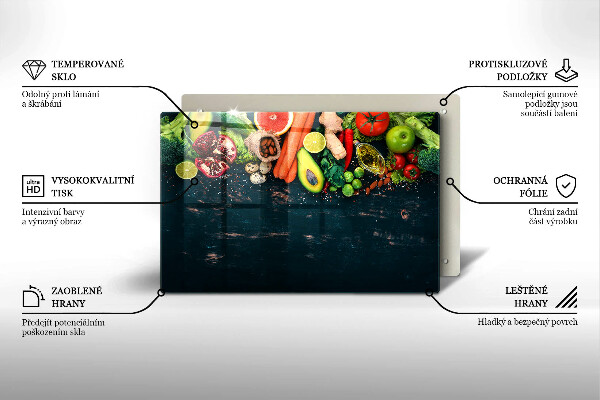 Placă din sticla protectie plita Fructe si legume