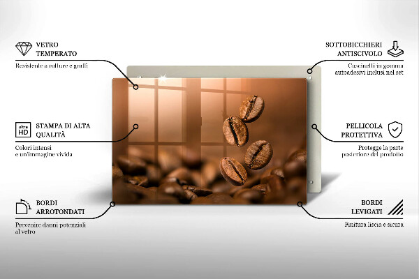 Placă din sticla protectie plita Boabe de cafea