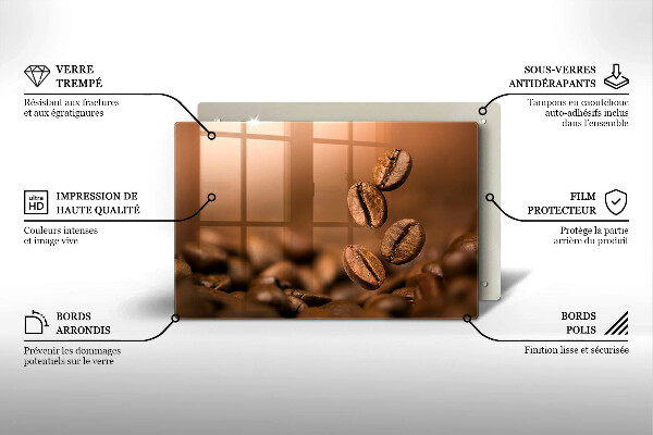 Placă din sticla protectie plita Boabe de cafea