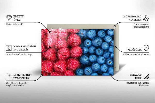 Placă din sticla protectie plita Fructe de zmeură și afine