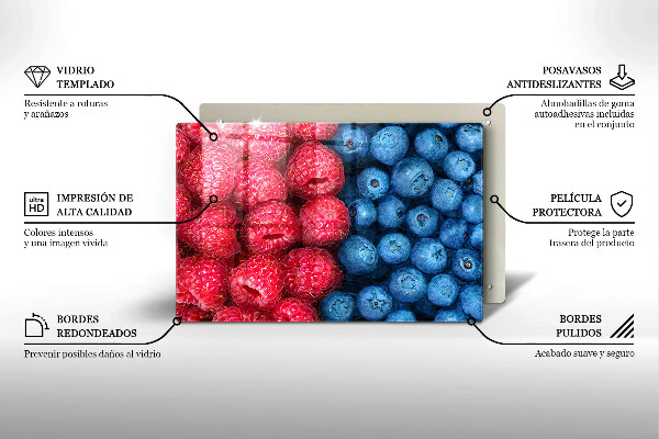 Placă din sticla protectie plita Fructe de zmeură și afine