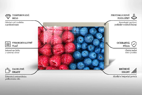 Placă din sticla protectie plita Fructe de zmeură și afine