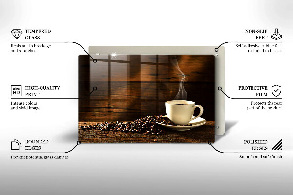 Placă sticla protectie aragaz Cana de cafea din lemn