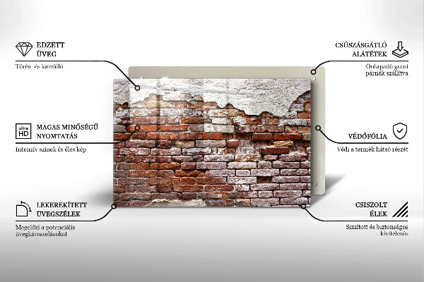 Placă sticla protectie aragaz Zid vechi de cărămidă și beton